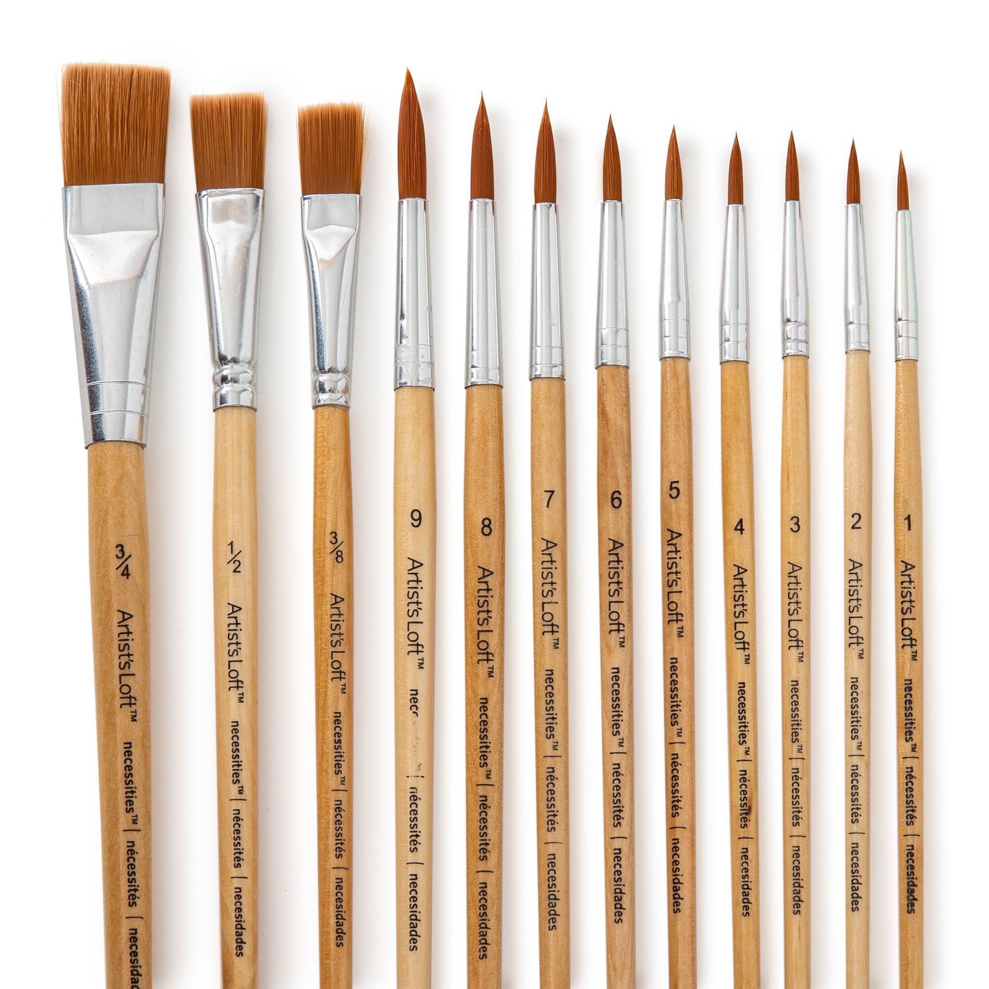 12 Packs: 12 ct. (144 total) Necessities™ Brown Synthetic Flat & Round Brushes by Artist's Loft®